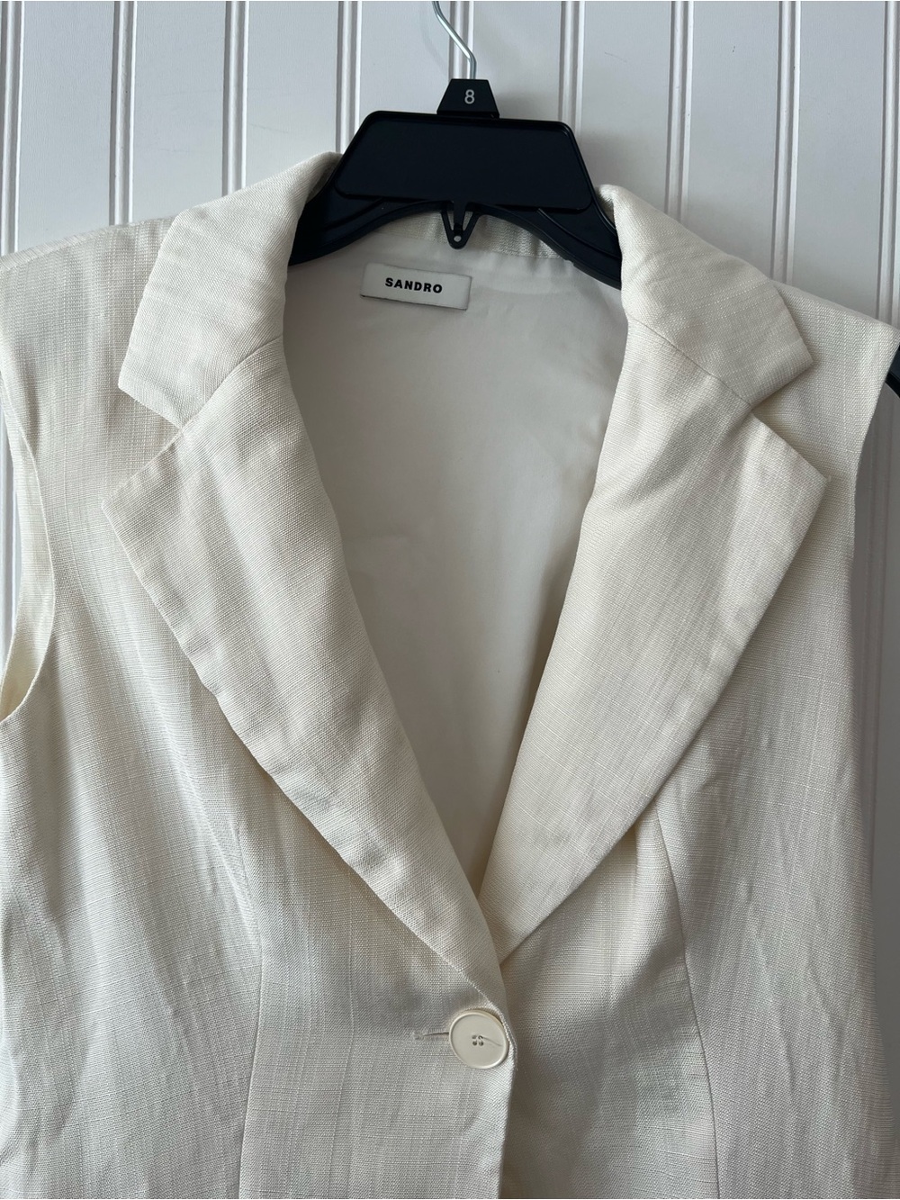 Sandro Cream Sleeveless Pleated Blazer Dress - Picture 7 of 9